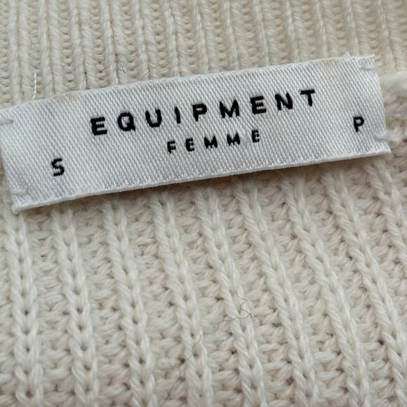 Equipment White Cream Cotton Knit Cashmere Pullover Sweater - Picture 9 of 11